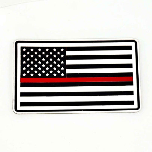 American Flag - Thin Red Line Edition (White, Black, Red) Acrylic Hat Patch - Hat Patch Supply