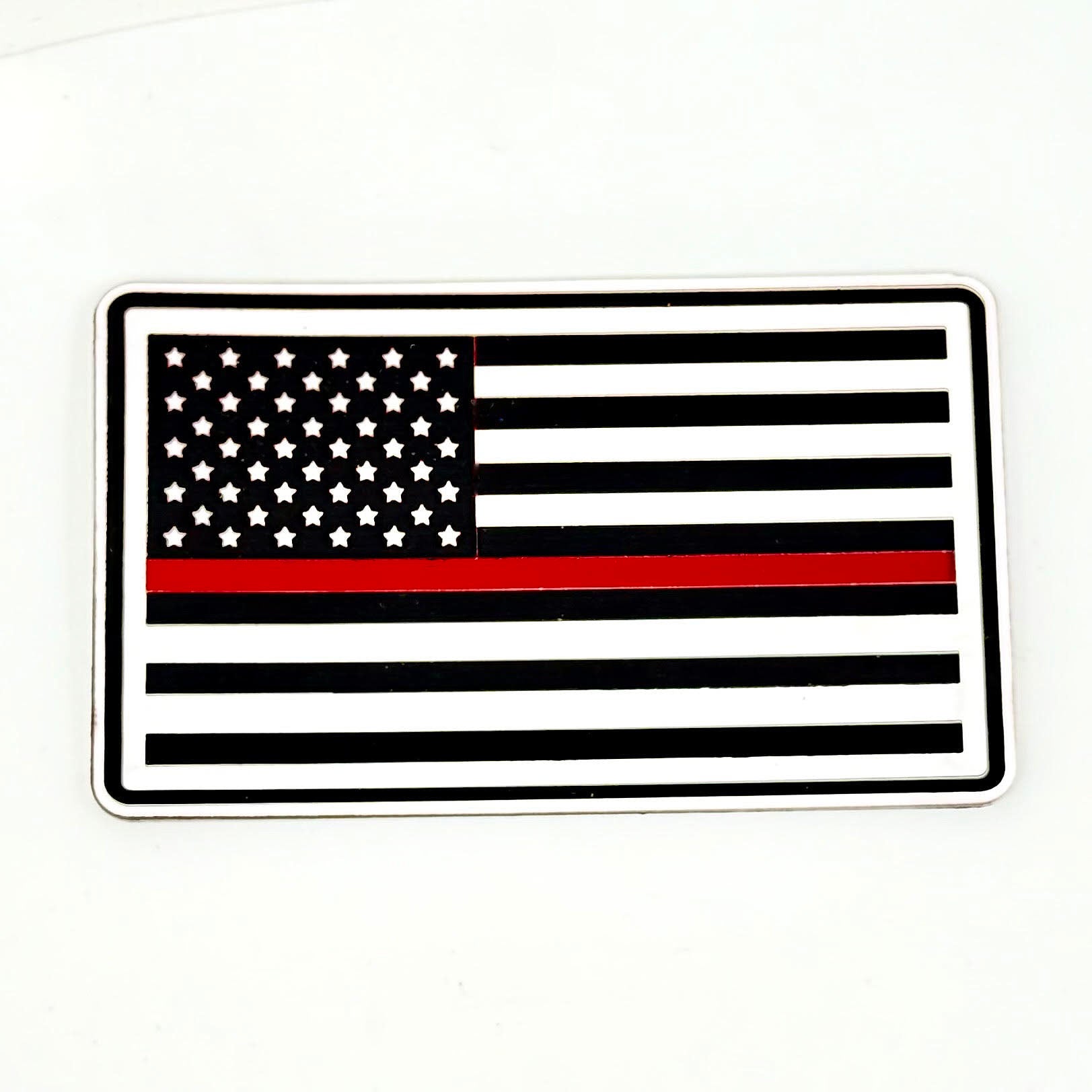American Flag - Thin Red Line Edition (White, Black, Red) Acrylic Hat Patch - Hat Foundry