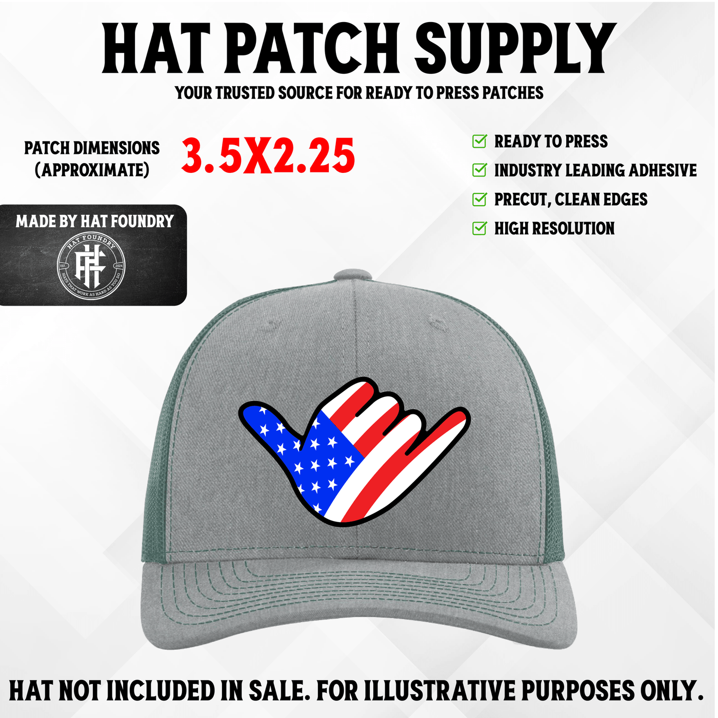 American Shaka UV Printed Patch - Hat Patch Supply