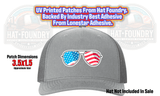 UV printed hat patch with an American flag sunglasses design