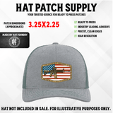 UV printed hat patch with an AR-15 rifle and Second Amendment design