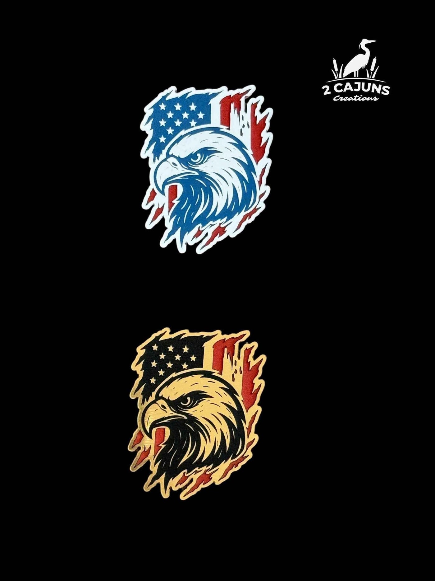 Bald Eagle on American Flag Acrylic Hat Patch - 2 Colors Available - Hat Patch Supply
