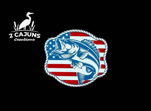 Bass on American Flag Patriotic Red White and Blue Acrylic Patch - Hat Patch Supply