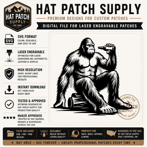 Bigfoot SVG Bundle Set 3 – Nurse, Cowboy, Sports & More | Laser Ready Sasquatch Hat Patch Designs