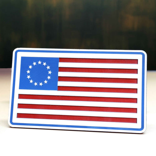 Betsy Ross RWB Flag Patch – Engraved USA Pride on Red White Blue Acrylic - Hat Patch Supply