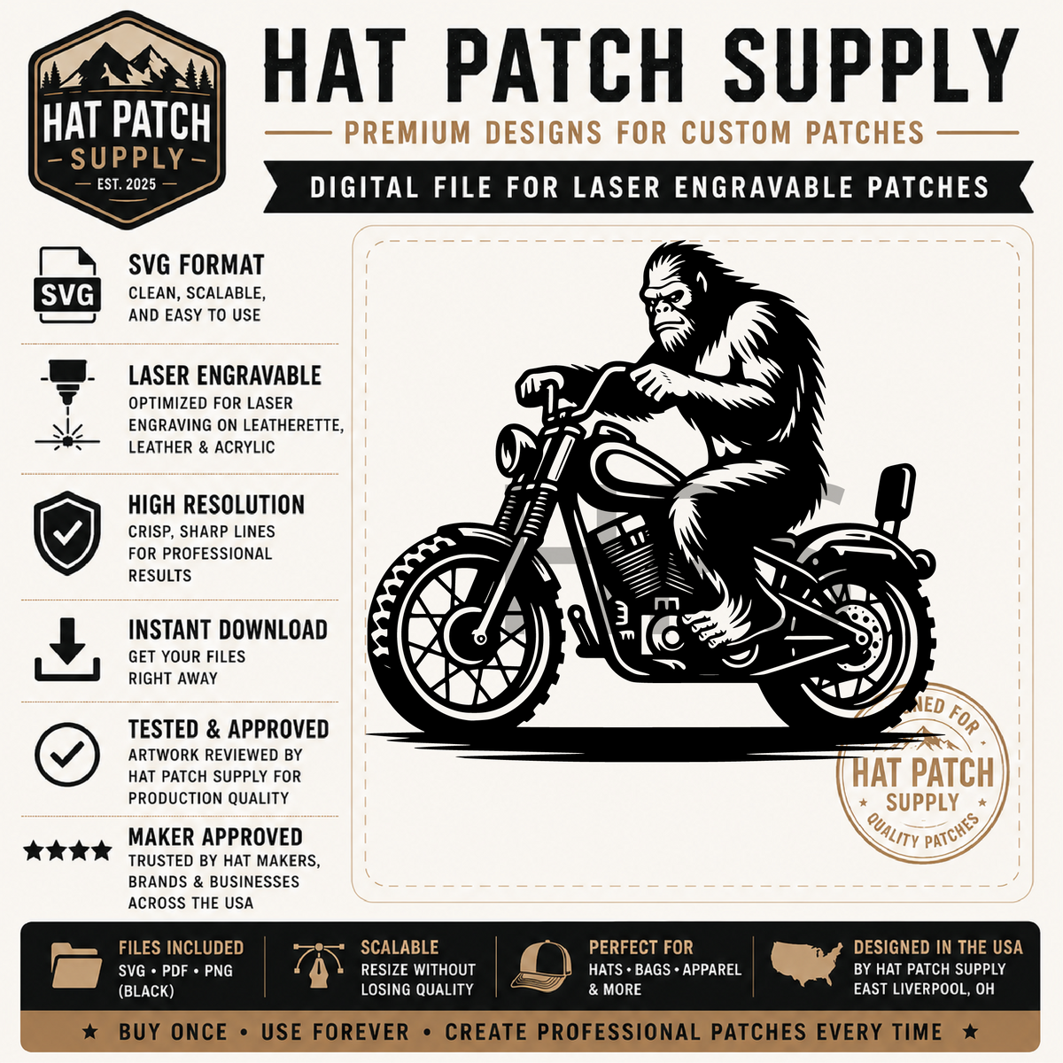 Eighth laser ready sasquatch hat patch SVG design in the bundle