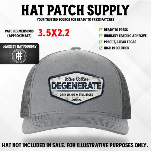 Blue Collar Degenerate UV Printed - Hat Patch Supply
