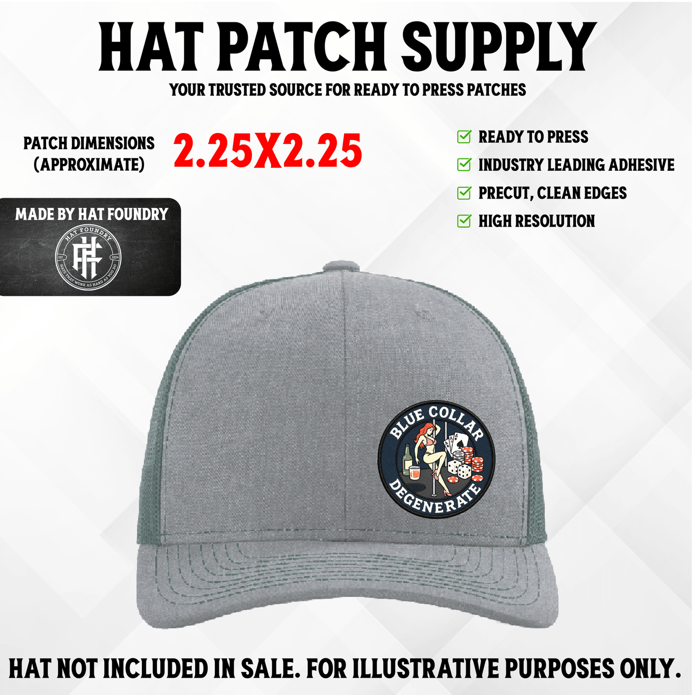 Blue Collar Degenerate UV Printed Patch - Hat Patch Supply