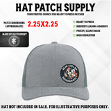 UV printed hat patch reading Blue Collar Degenerate in worn workwear lettering