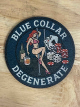 Alternate view of the Blue Collar Degenerate UV printed hat patch