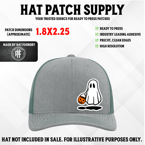 Boo Ghost UV Halloween Hat Patch - Hat Patch Supply