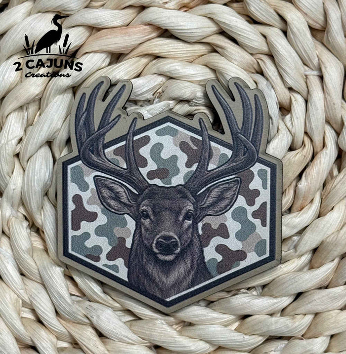 Buck on Camo Hex UV Printed Hat Patch