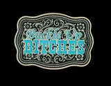 Close-up of the layered edges on the Buckle Up western hat patch