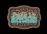 Alternate view of the Buckle Up western buckle acrylic hat patch