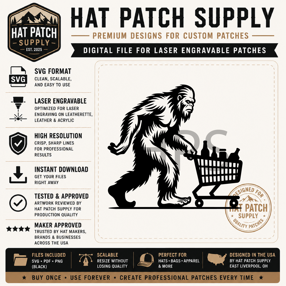 Tenth funny Bigfoot sasquatch hat patch SVG design