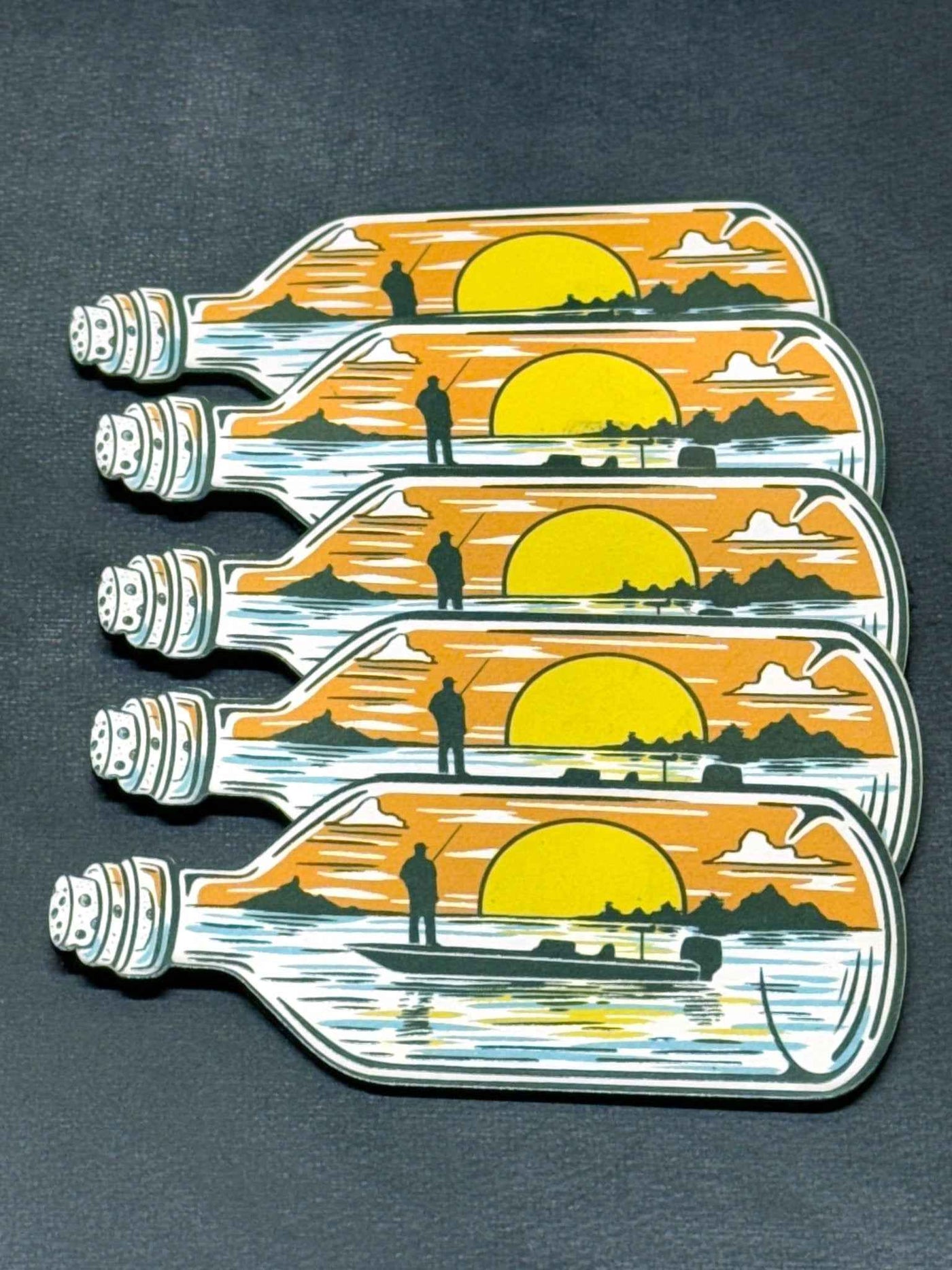Castaway Catch – Bottle Scene Fishing Patch UV Printed - Hat Patch Supply