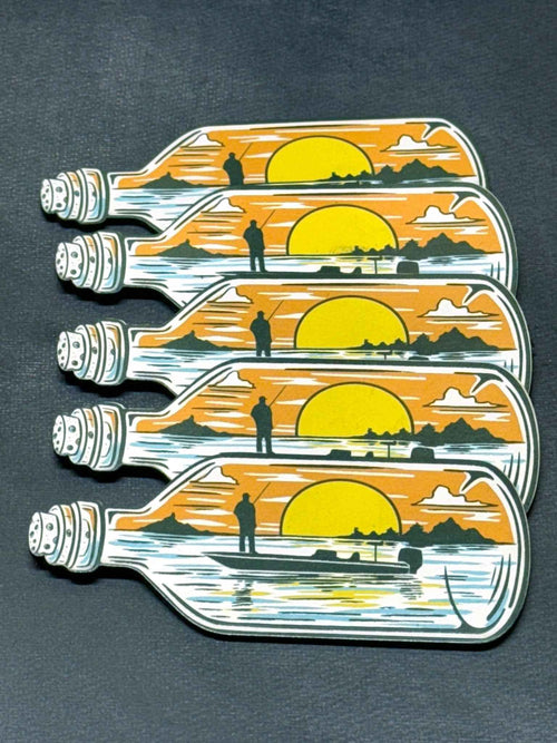 Castaway Catch – Bottle Scene Fishing Patch UV Printed - Hat Patch Supply