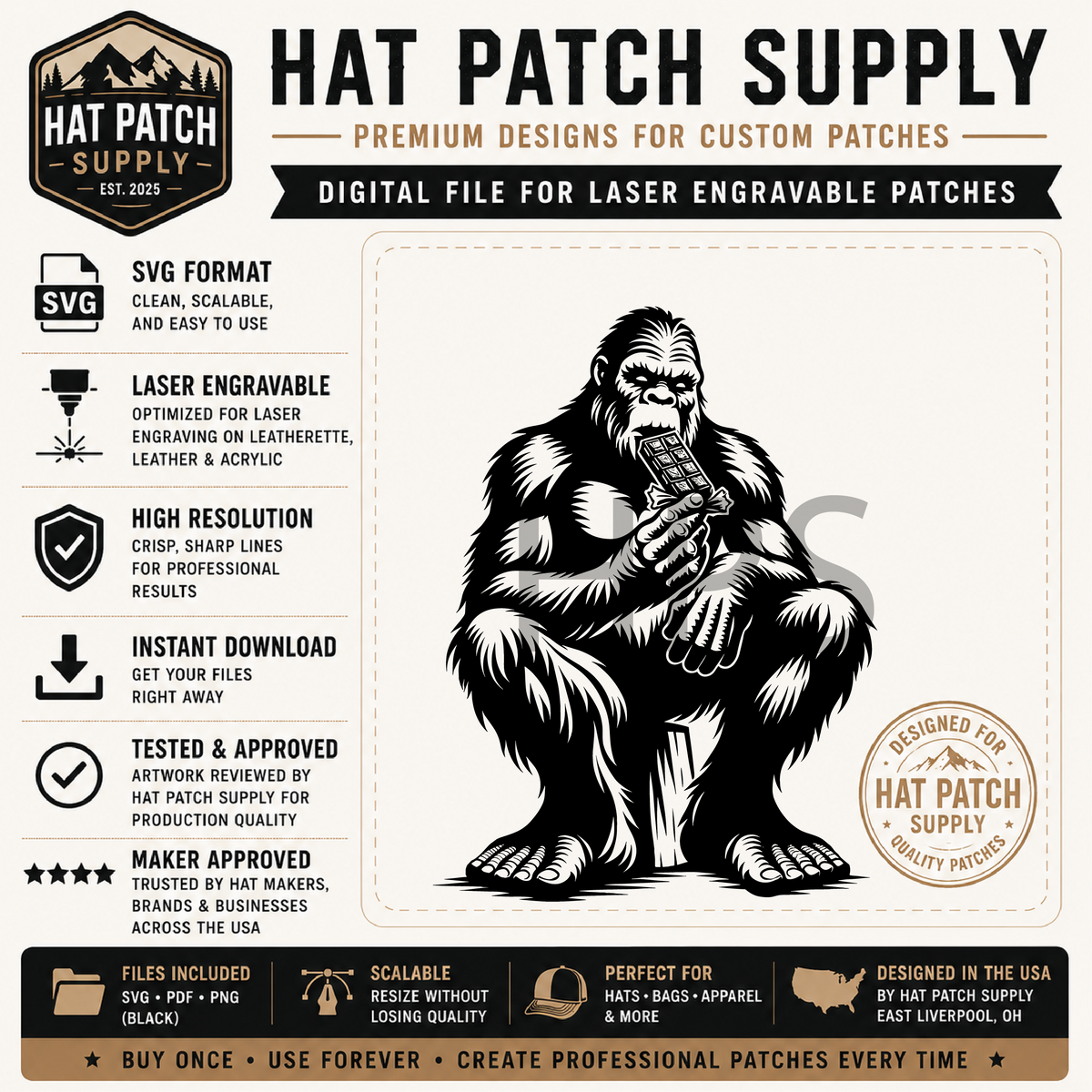 Zen Bigfoot laser ready hat patch SVG design from the best sellers bundle