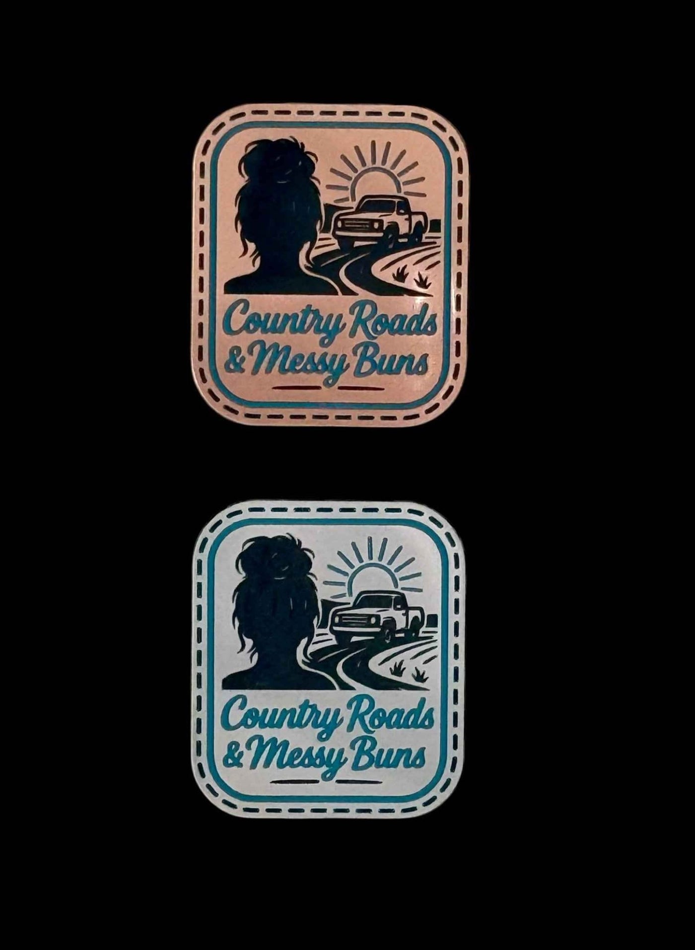 Country Roads and Messy Buns Acrylic Laser Engraved Hat Patch - Hat Patch Supply