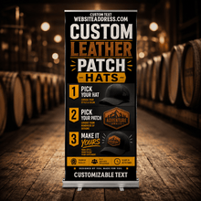 Custom Leather Patch Hat Stand Up Banner - Hat Patch Supply