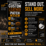 Stand up retractable banner advertising custom leather patch hats for vendor booths