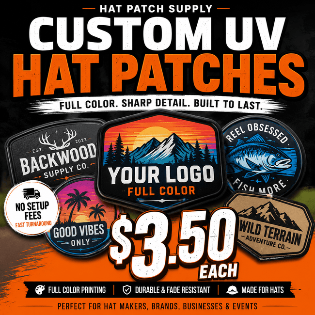 Custom patch builder tool for designing full color UV printed hat patches