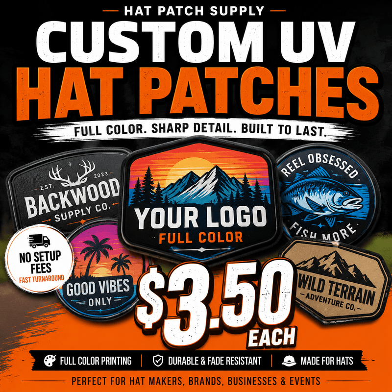 Custom UV Hat Patches | Full Color UV Printed Hat Patches