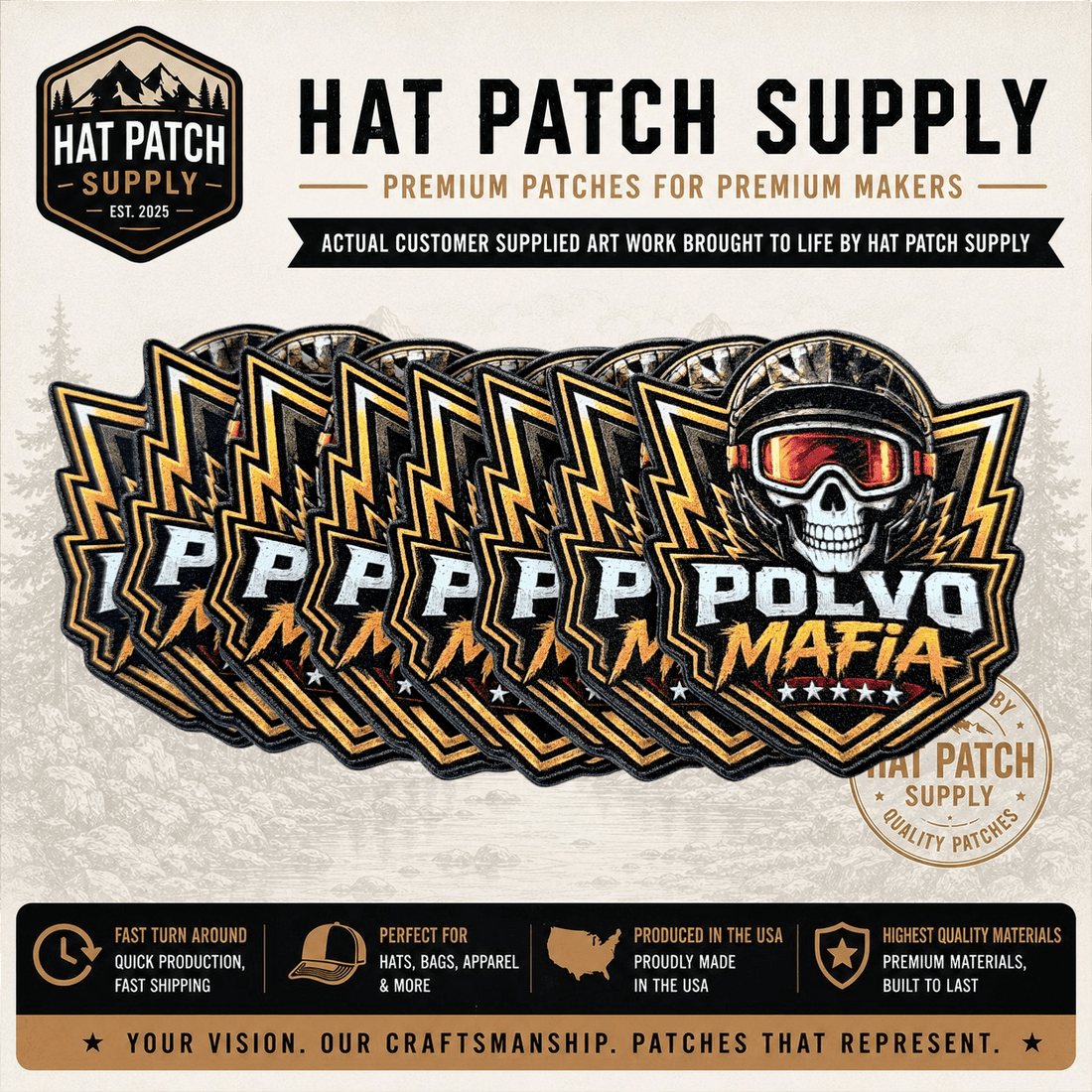 Custom UV Hat Patches | Full Color UV Printed Hat Patches - Hat Patch Supply
