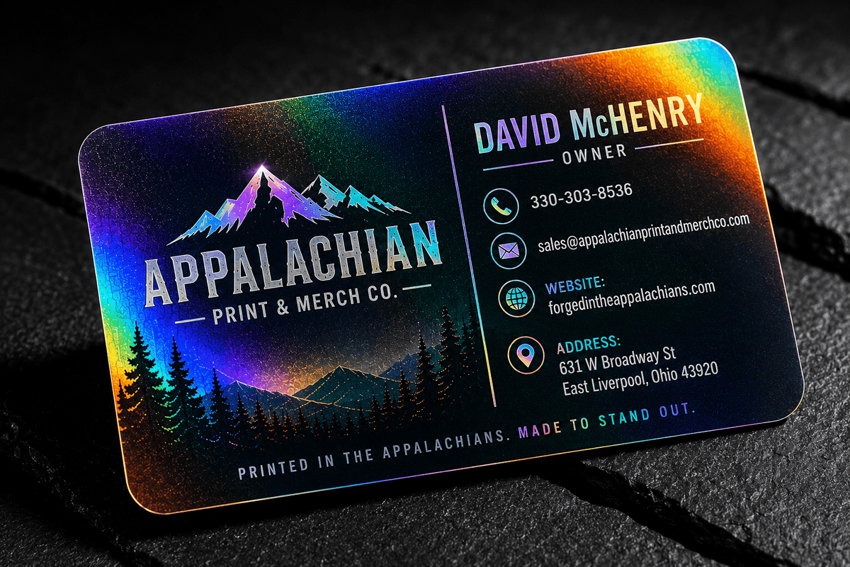 Custom UV Printed Holographic Business Cards – Hat Patch Supply