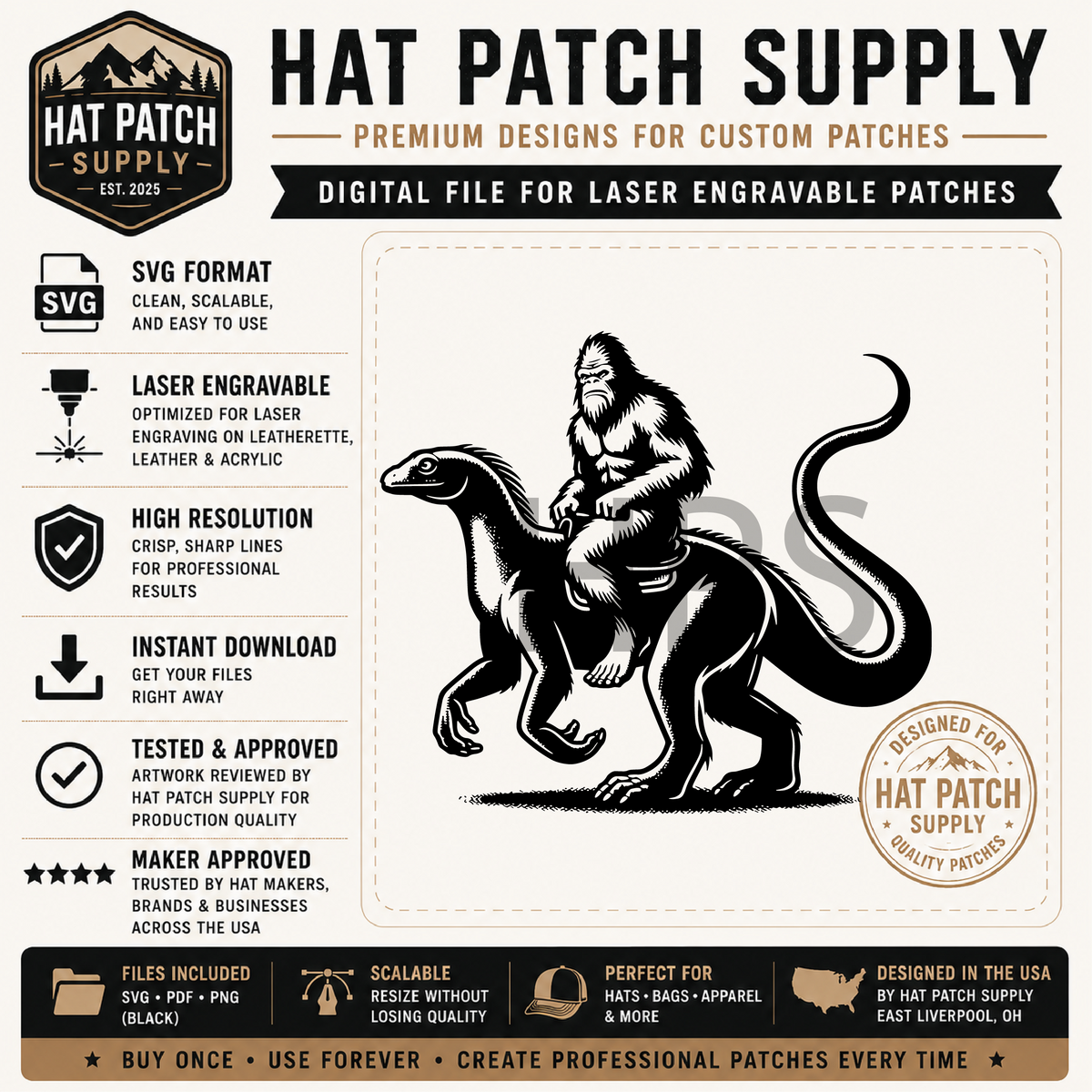 Eleventh laser ready Bigfoot hat patch SVG design in the set