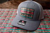 Close-up of the Don't Pet the Crazy retro rodeo leather hat patch
