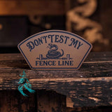 Alternate view of the Don't Test My Fence Line leather hat patch