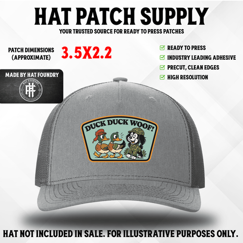 Duck Duck Woof UV Hat Patch - Hat Patch Supply