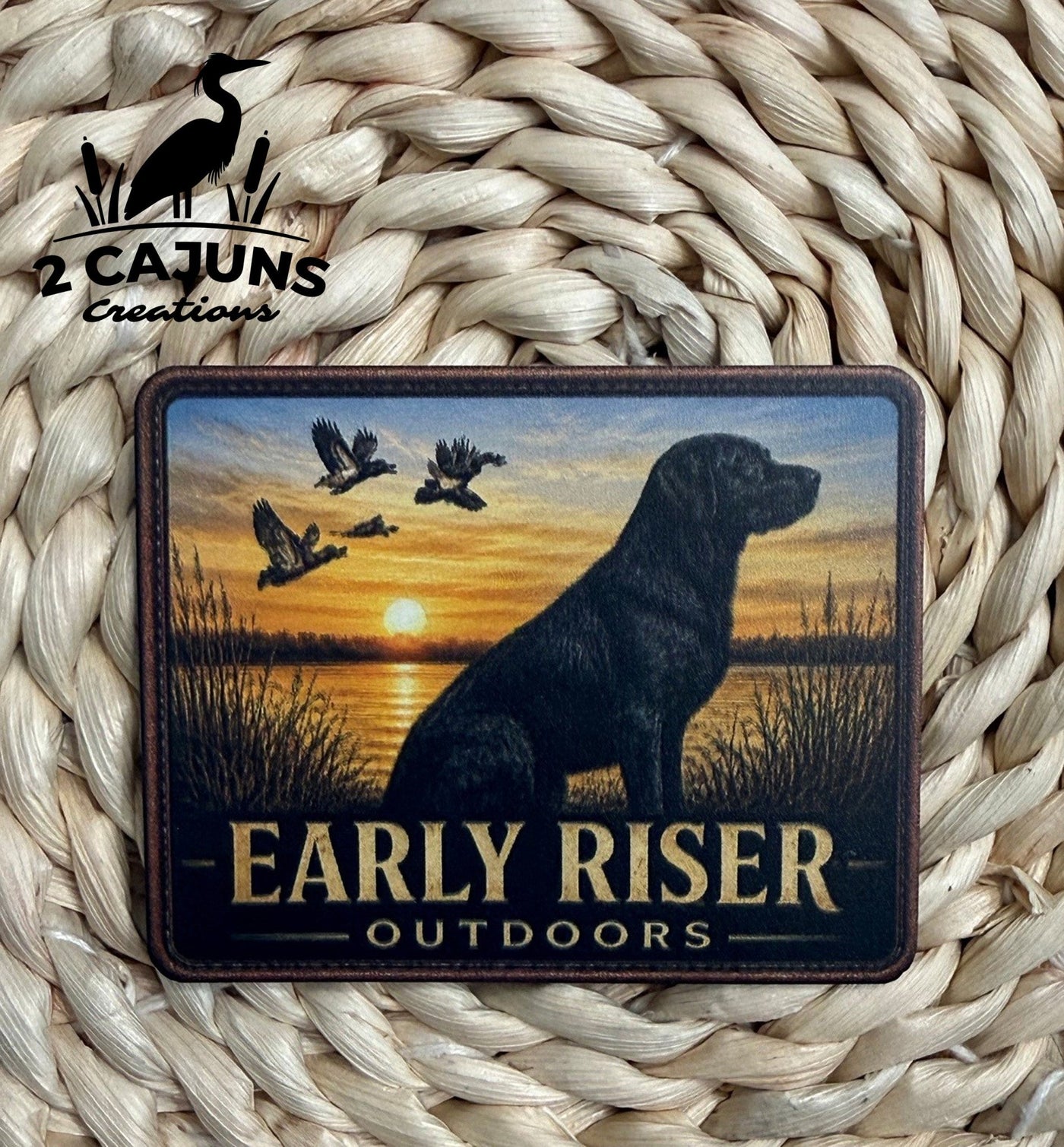 Early Riser Duck Hunting Lab UV Printed Hat Patch - Hat Patch Supply