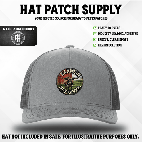 Earned Not Given – Longhorn Edition UV Hat Patch - Hat Patch Supply
