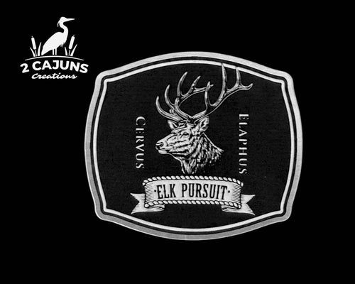 Elk Pursuit Latin Stainless Black White Acrylic Hat Patch - Hat Patch Supply