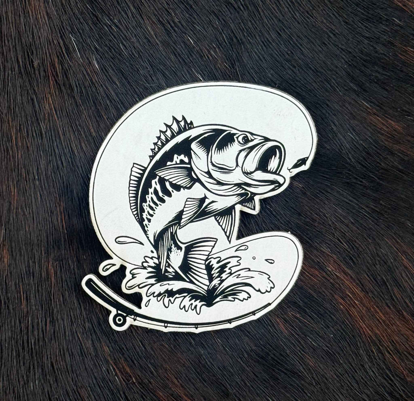 Engraved Hooked Bass Fishing Patch