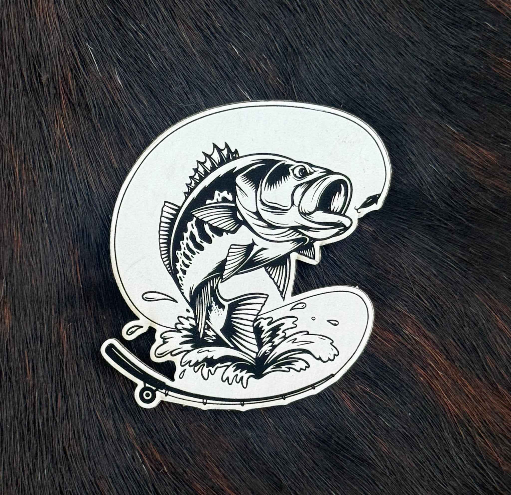 Engraved Hooked Bass Fishing Patch