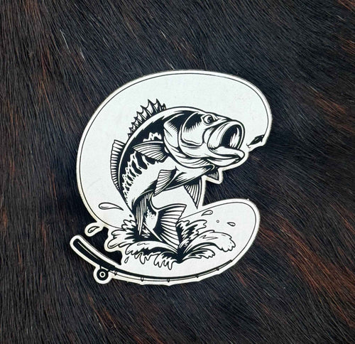Engraved Hooked Bass Fishing Patch
