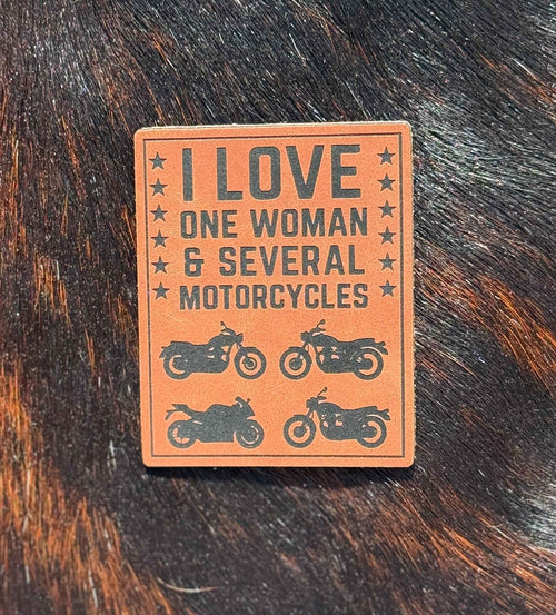 Engraved I Love One Woman & Several Motorcycles Patch - Hat Patch Supply