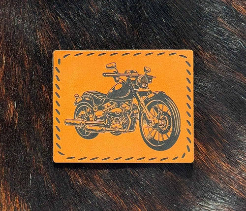 Engraved Motorcycle Patch - Hat Patch Supply