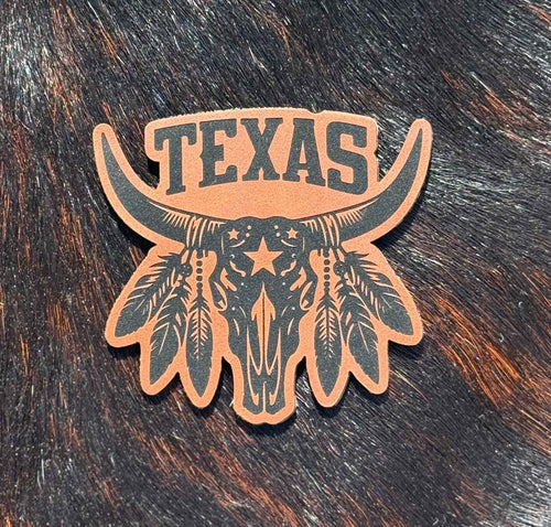 Engraved Texas Longhorn Skull Patch - Hat Patch Supply