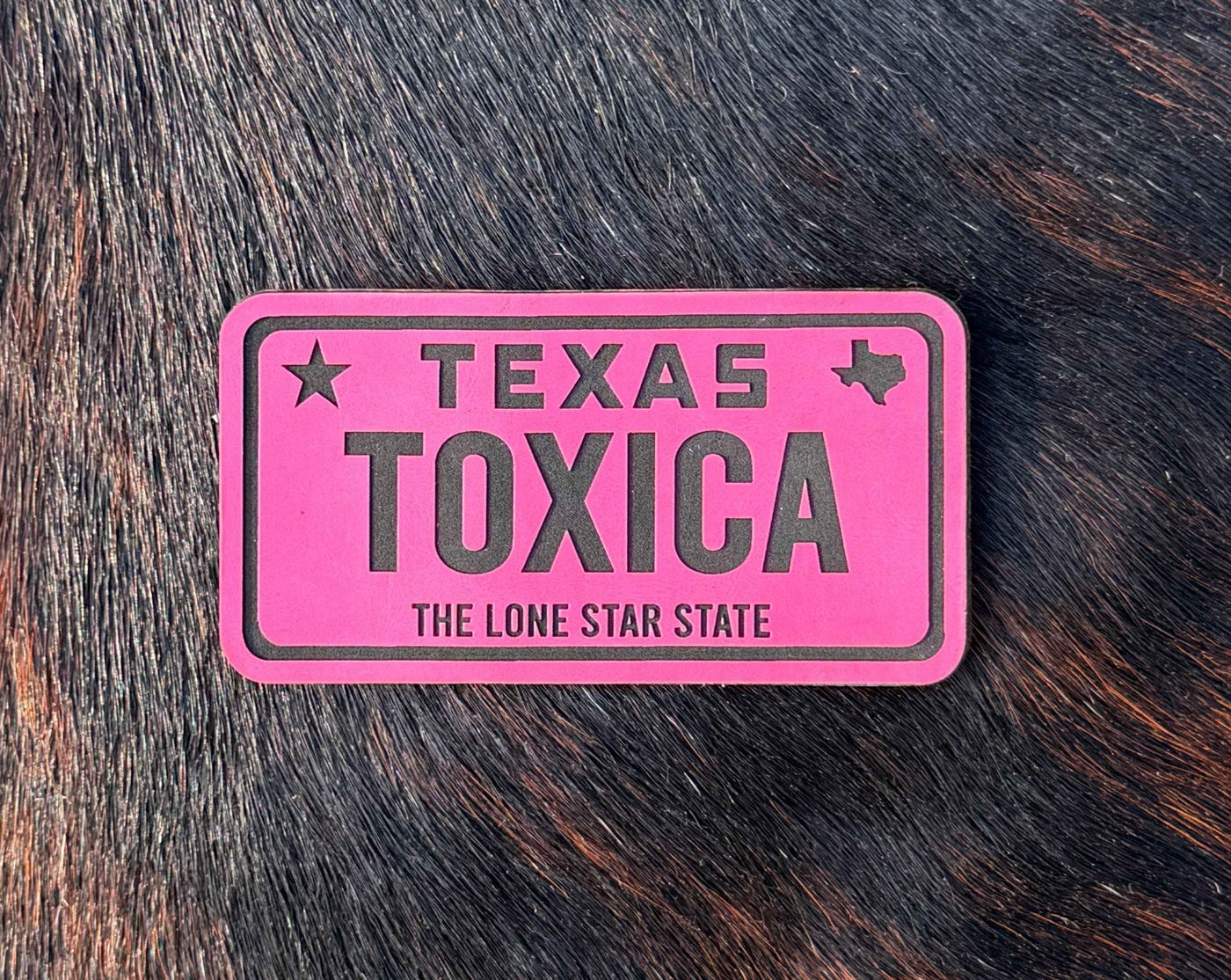 Engraved Toxica Texas License Plate Patch - Hat Patch Supply