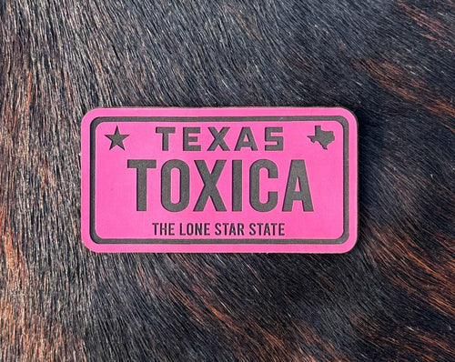 Engraved Toxica Texas License Plate Patch - Hat Patch Supply