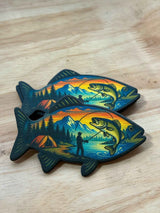 Alternate view of the fishing silhouette UV printed hat patch
