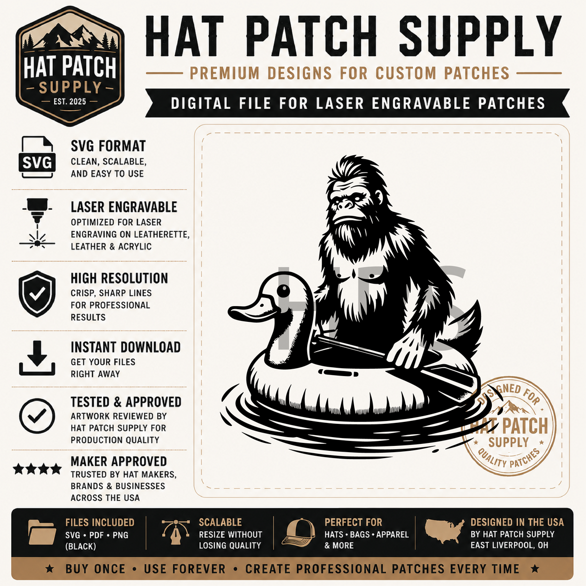 Camping themed sasquatch hat patch SVG design from bundle set 2