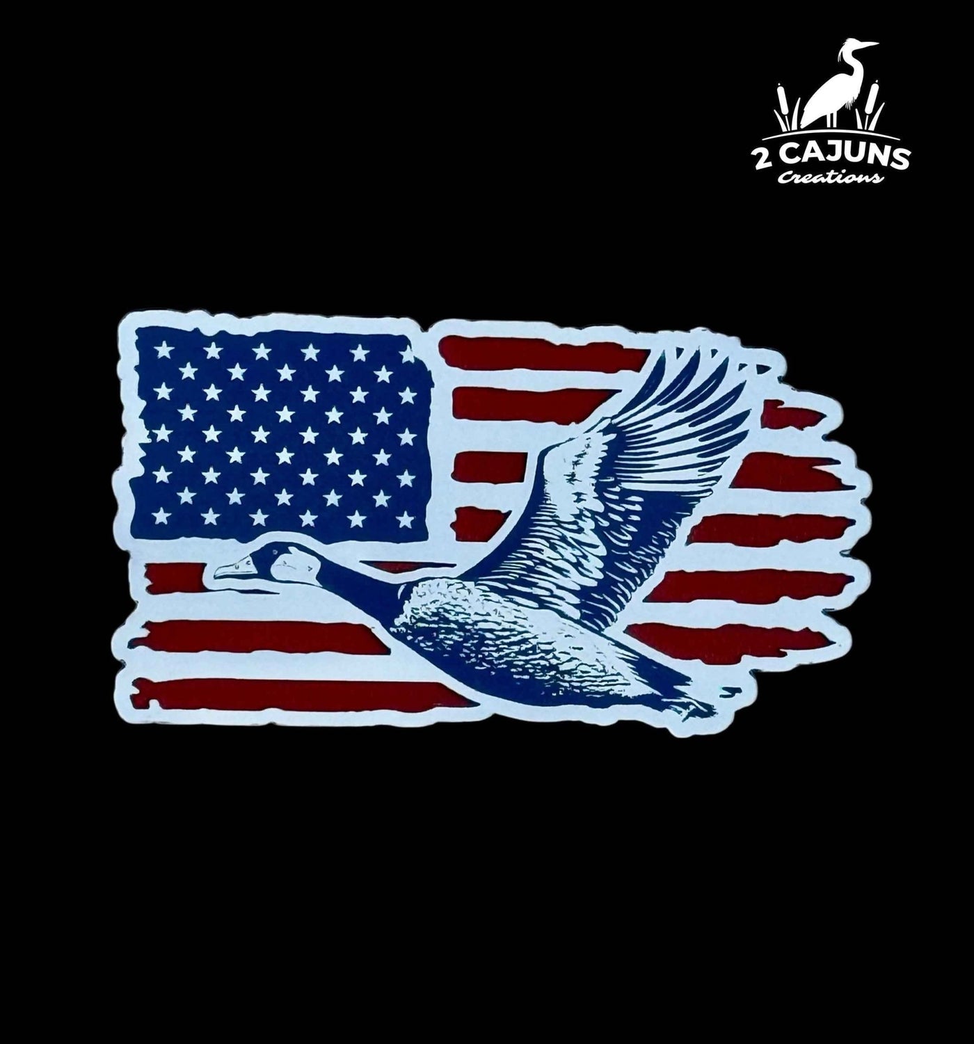 Flying Goose on American Flag Red White and Blue Acrylic Hat Patch - Hat Patch Supply