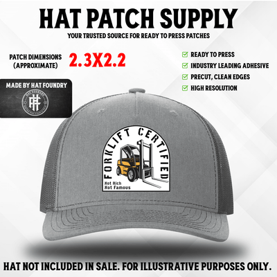 Blue collar humor hat patch reading 'Forklift Certified'