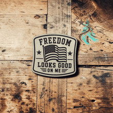 Freedom Looks Good on Me Leather Patch - Hat Patch Supply