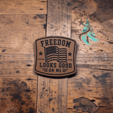 Freedom Looks Good on Me leather hat patch product view